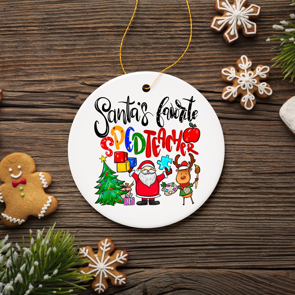 Santa’s Favorite Special Education Teacher Christmas Ornament, Children with Autism Gift Ceramic Ornament OrnamentallyYou 