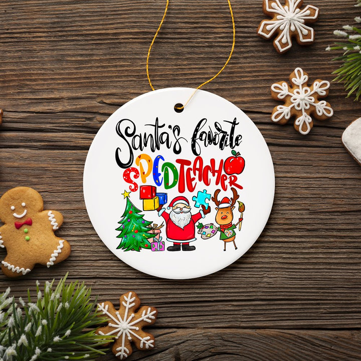 Santa’s Favorite Special Education Teacher Christmas Ornament, Children with Autism Gift Ceramic Ornament OrnamentallyYou 
