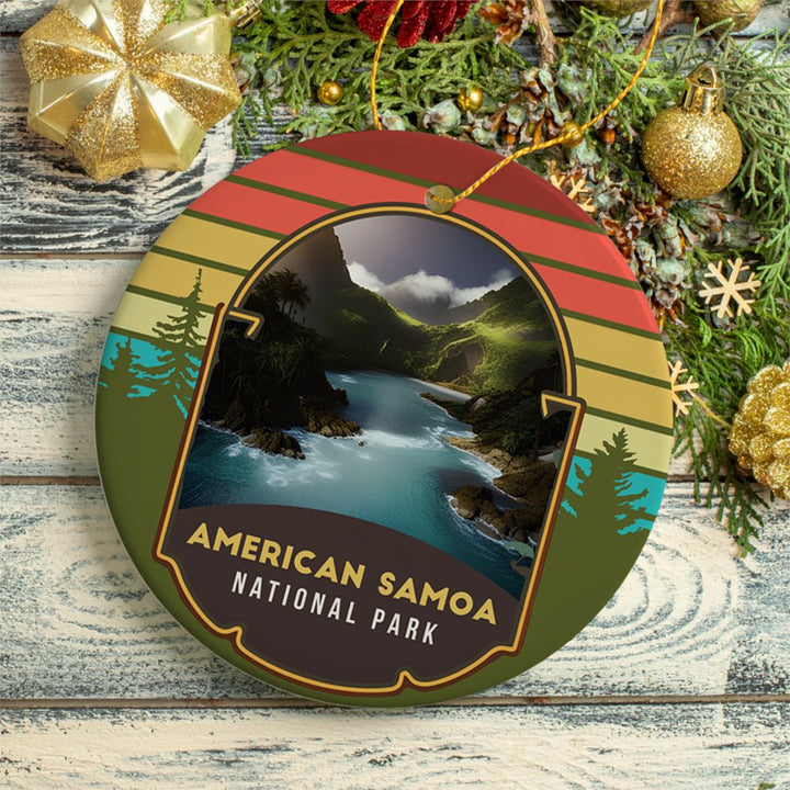 American Samoa National Park Retro Style Ornament, Tutuila Tourist Attraction and Gift Ceramic Ornament OrnamentallyYou 