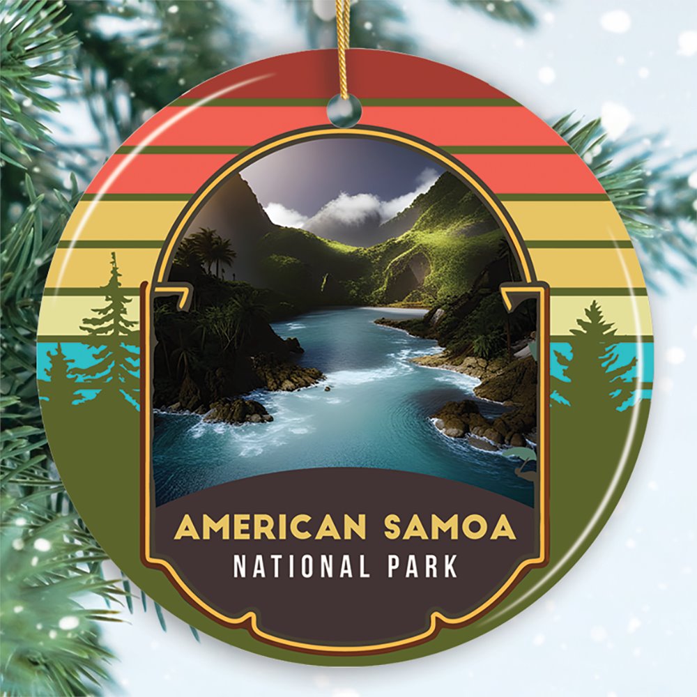 American Samoa National Park Retro Style Ornament, Tutuila Tourist Attraction and Gift Ceramic Ornament OrnamentallyYou 