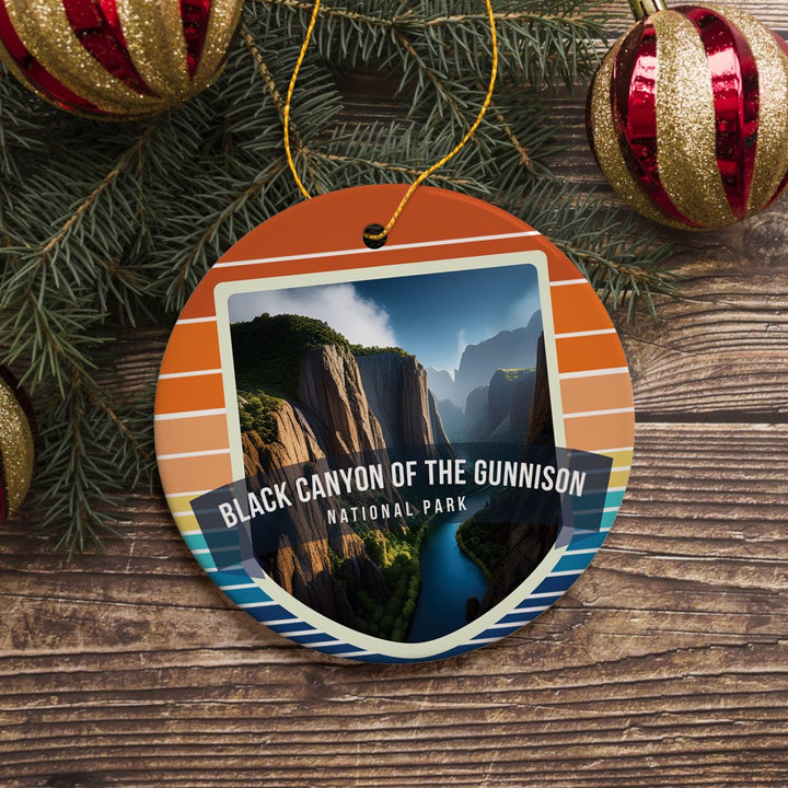 Black Canyon of Gunnison National Park Retro Style Ornament, Colorado Tourist Attraction and Gift Ceramic Ornament OrnamentallyYou 