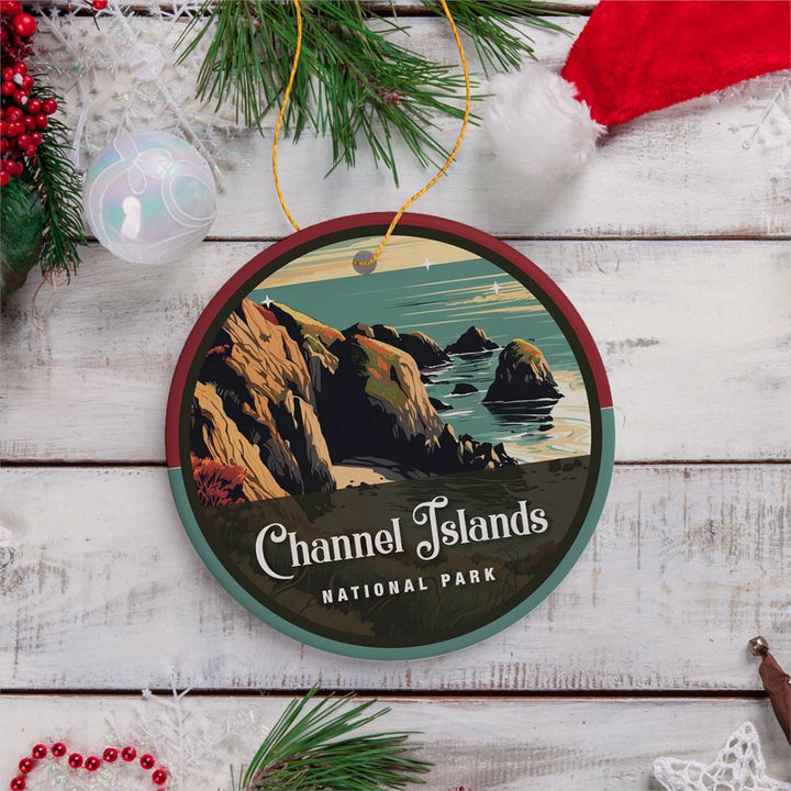 Channel Islands National Park Retro Ornament, California Vintage Travel Souvenir and Gift Ceramic Ornament OrnamentallyYou 