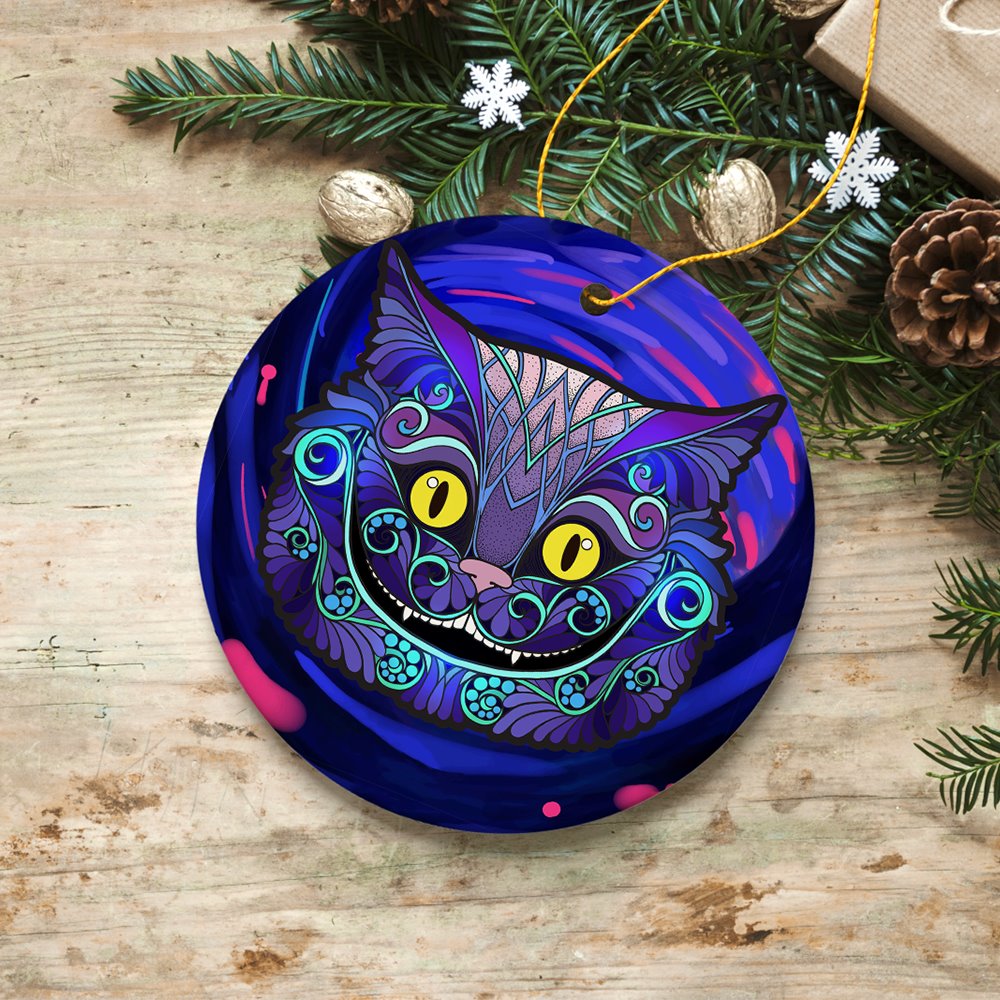 Cheshire Cat Christmas Ornament Ceramic Ornament OrnamentallyYou 