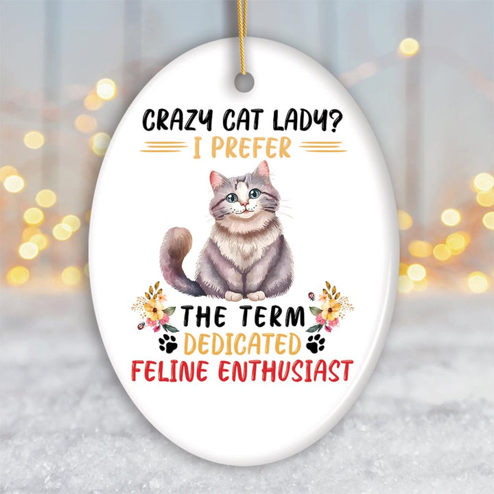 Crazy Cat Lady Ceramic Ornament, Cute and Funny Christmas Gift Ceramic Ornament OrnamentallyYou Circle 