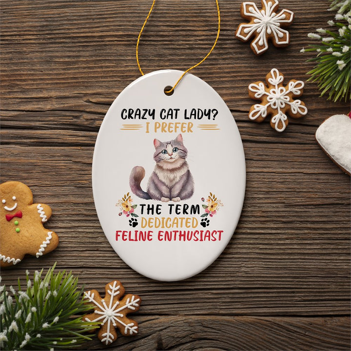 Crazy Cat Lady Ceramic Ornament, Cute and Funny Christmas Gift Ceramic Ornament OrnamentallyYou 