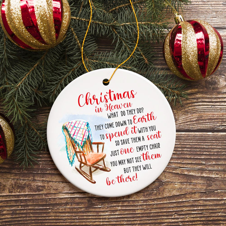 Empty Chair for a Loved One Lost Sentimental Ornament, Christmas in Heaven Quote Ceramic Ornament OrnamentallyYou 