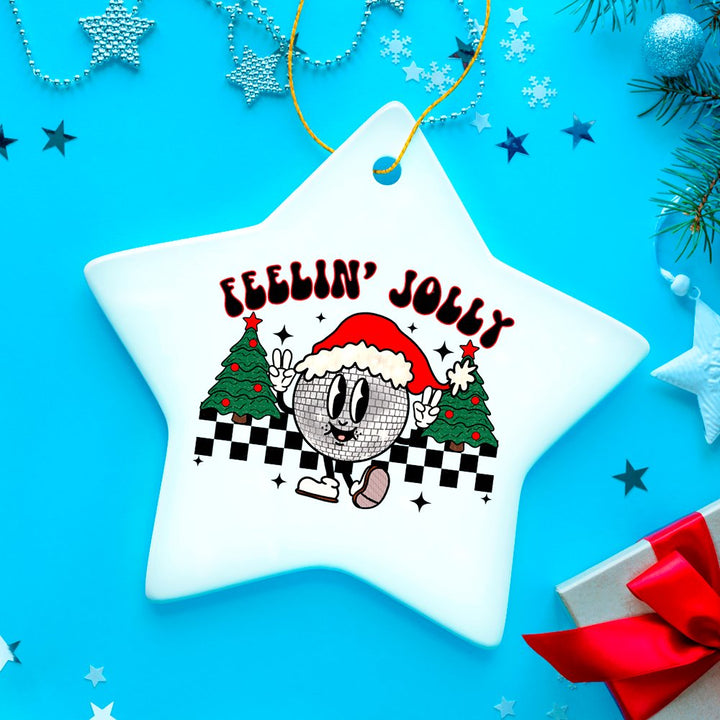 Feelin Jolly Retro Disco Christmas Ornament Ceramic Ornament OrnamentallyYou 