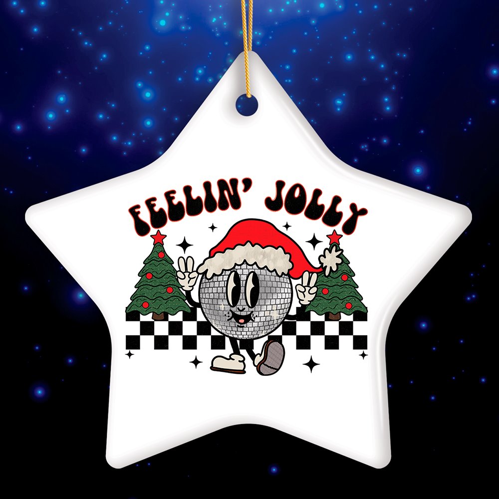 Feelin Jolly Retro Disco Christmas Ornament Ceramic Ornament OrnamentallyYou Star 