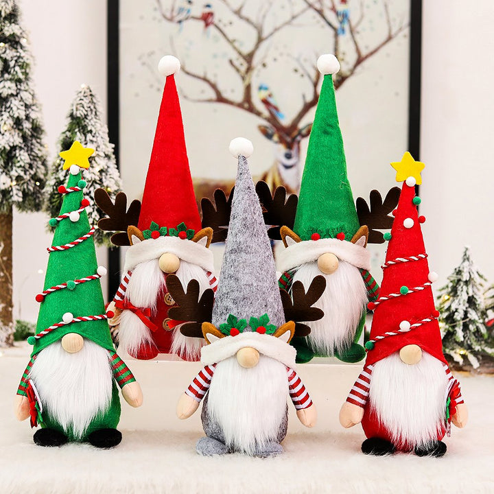 Festive Fivesome Merry Gnome Crew Set of 5, Plush Holiday Christmas Home Decor Plush Gnome OrnamentallyYou 