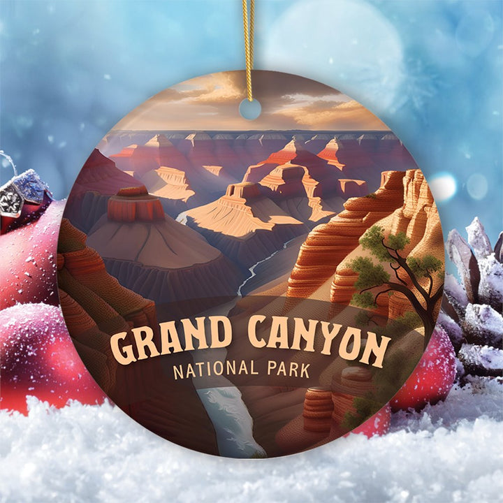 Grand Canyon National Park Retro Ornament, Arizona Tourist Attraction Souvenir and Gift Ceramic Ornament OrnamentallyYou Circle 