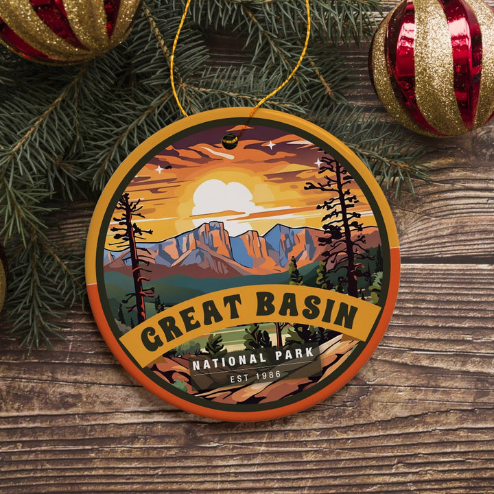 Great Basin National Park Retro Ornament, Nevada Traveler Souvenir and Gift Ceramic Ornament OrnamentallyYou 