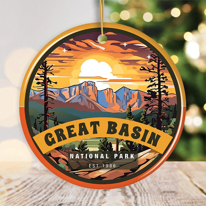 Great Basin National Park Retro Ornament, Nevada Traveler Souvenir and Gift Ceramic Ornament OrnamentallyYou Circle 