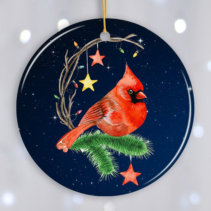 Holiday Dream Cardinal Christmas Ornament Ceramic Ornament OrnamentallyYou Circle 