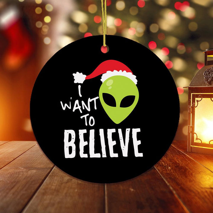 I Want to Believe Alien Santa Christmas Ornament Ceramic Ornament OrnamentallyYou 