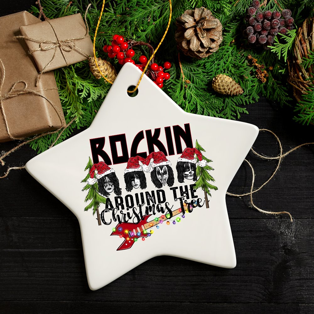 Iconic Hard Rock n Roll Guitar Christmas Ornament, Rockin Around the Christmas Tree Ceramic Ornament OrnamentallyYou 