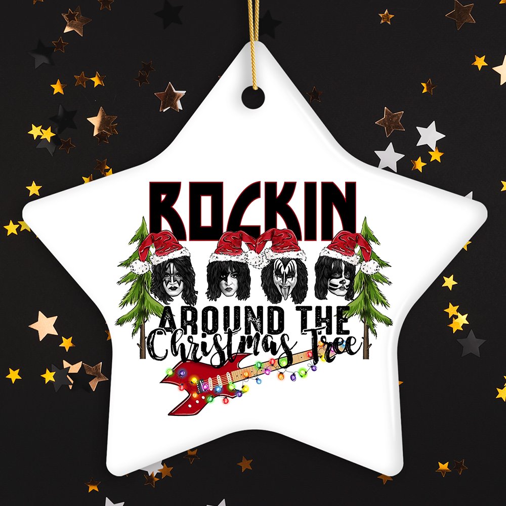 Iconic Hard Rock n Roll Guitar Christmas Ornament, Rockin Around the Christmas Tree Ceramic Ornament OrnamentallyYou Star 