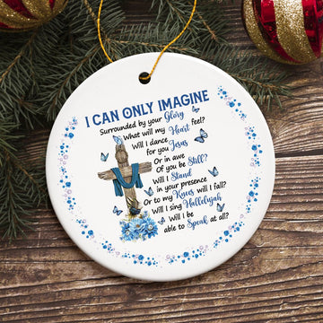 Inspirational Jesus Religious Quote and Cross Ornament Ceramic Ornament OrnamentallyYou 
