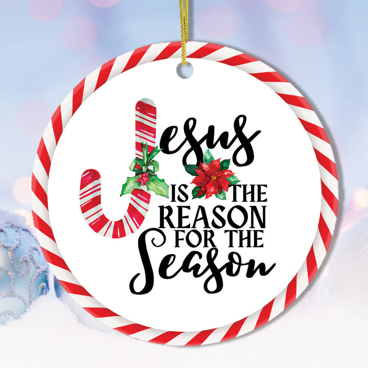 Jesus is the Reason for the Season Christmas Ornament Ceramic Ornament OrnamentallyYou Circle 