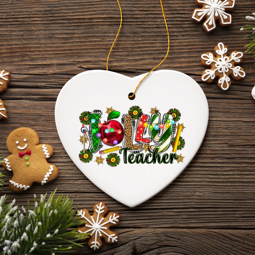 Jolly Teacher Mentor and Instructor Holiday Gift, Christmas Ornament for School Class Ceramic Ornament OrnamentallyYou 