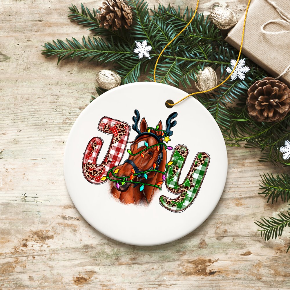 Joy Christmas Horse Holiday Ornament Ceramic Ornament OrnamentallyYou 