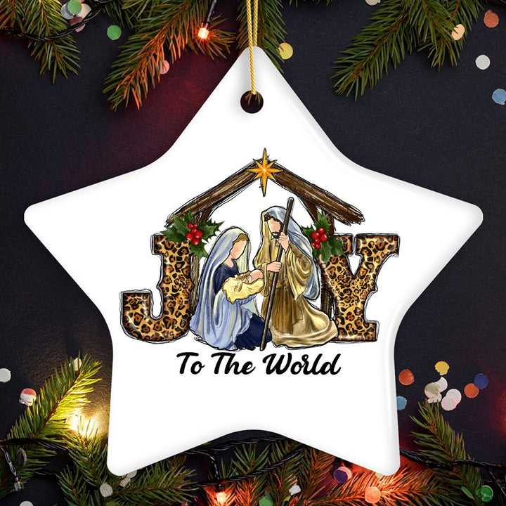 Joy to the World Religious Nativity Christmas Ornament, Birth of Jesus Holiday Decoration Ceramic Ornament OrnamentallyYou Star 