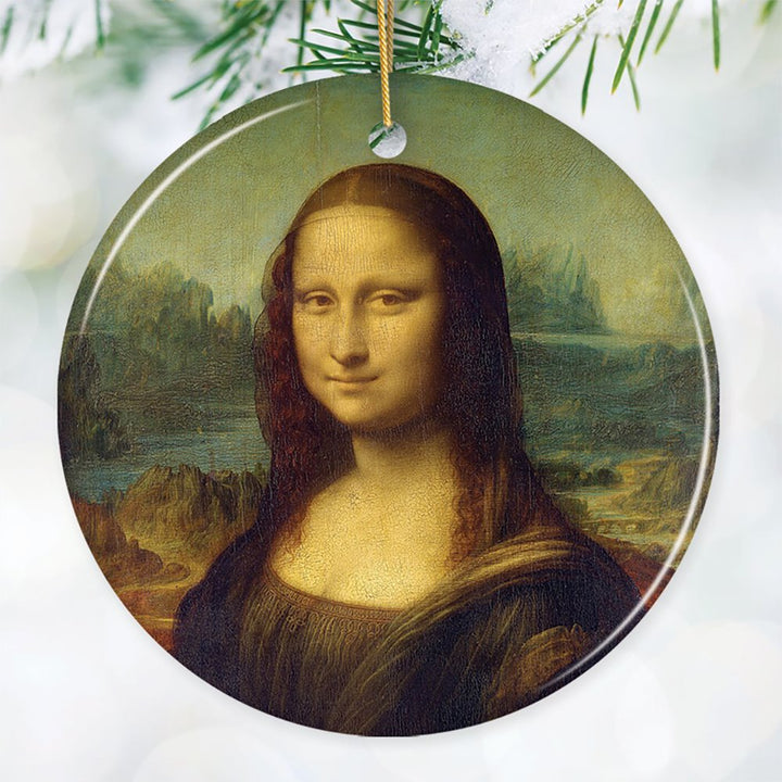 Leonardo da Vinci Mona Lisa Ceramic Ornament, Famous Painting Christmas Decoration Souvenir Ceramic Ornament OrnamentallyYou Circle 