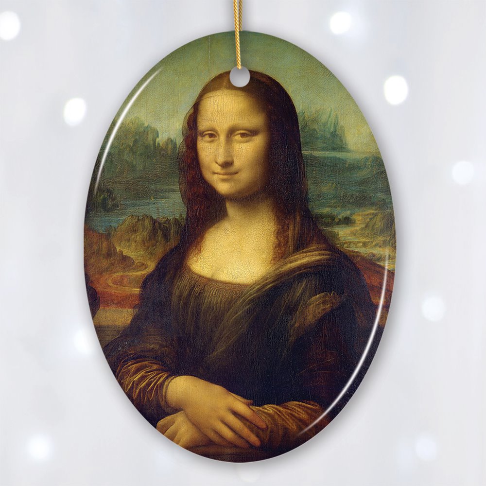 Leonardo da Vinci Mona Lisa Ceramic Ornament, Famous Painting Christmas Decoration Souvenir Ceramic Ornament OrnamentallyYou Oval 