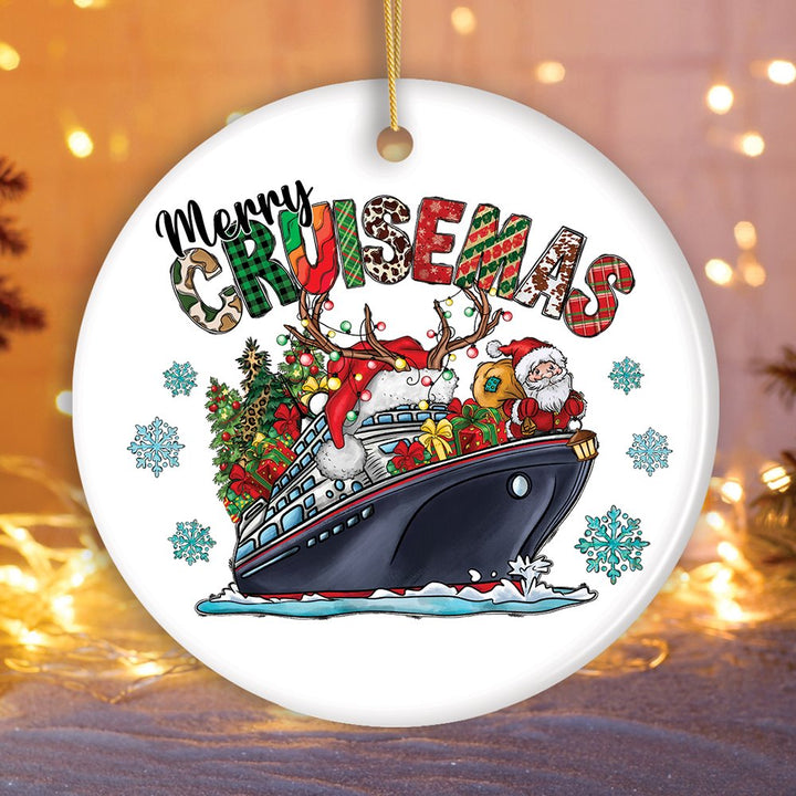 Merry Cruisemas Cruise Ship Theme Christmas Ornament Ceramic Ornament OrnamentallyYou Circle 
