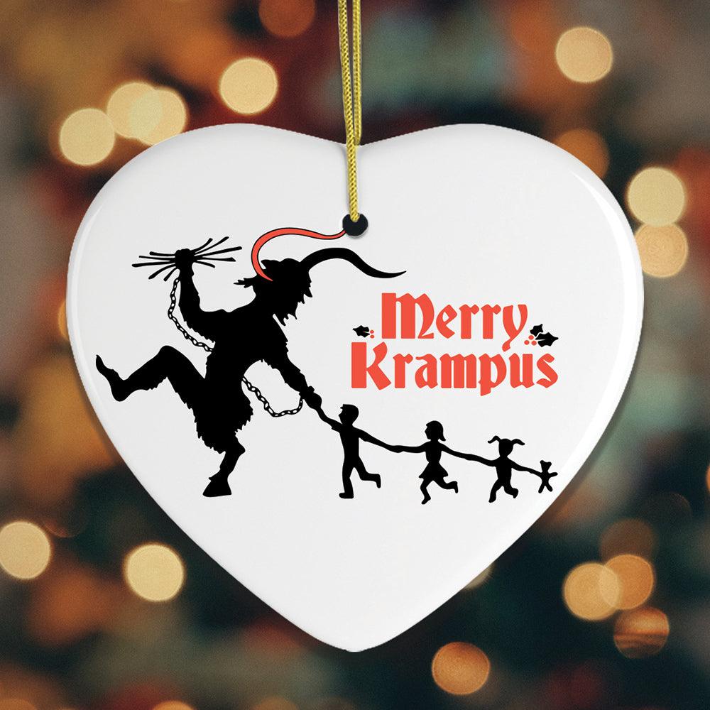 Merry Krampus Folklore Christmas Ornament Ceramic Ornament OrnamentallyYou Heart Version 1 