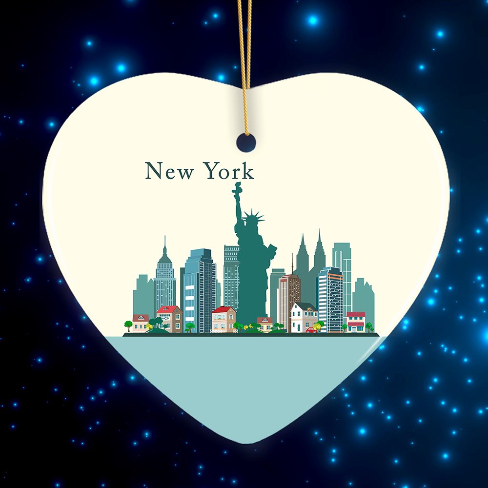 New York City Ornament, Minimalist NYC Christmas Decoration Ceramic Ornament OrnamentallyYou Heart 