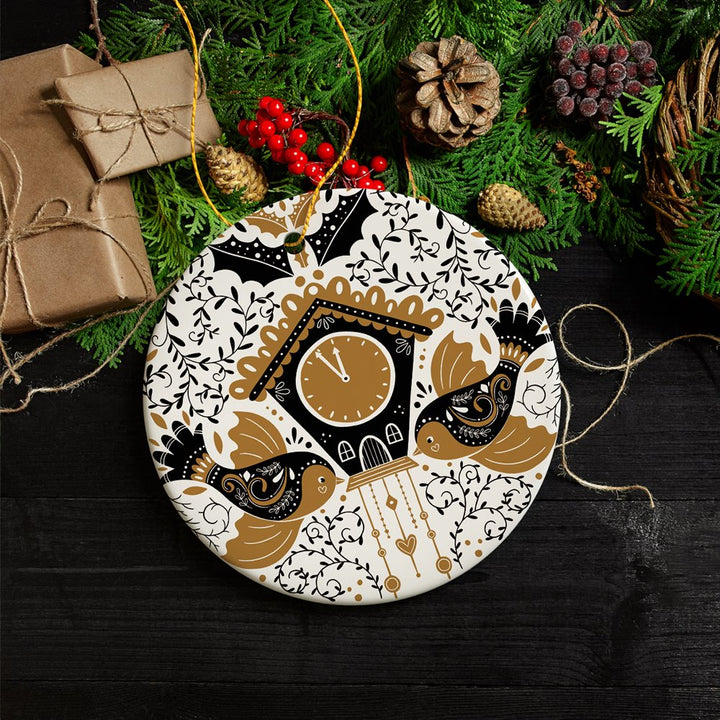 Nordic Style Cuckoo Clock with Birds Christmas Ornament Ceramic Ornament OrnamentallyYou 