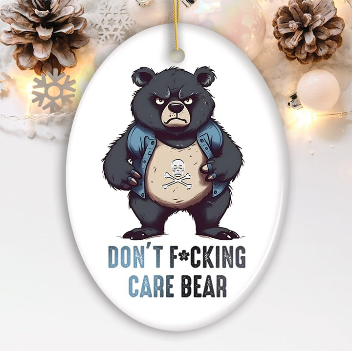 Quirky Care Bear Ceramic Ornament, Cute and Funny Christmas Gift Ceramic Ornament OrnamentallyYou Oval 