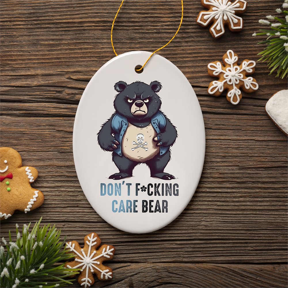 Quirky Care Bear Ceramic Ornament, Cute and Funny Christmas Gift Ceramic Ornament OrnamentallyYou 