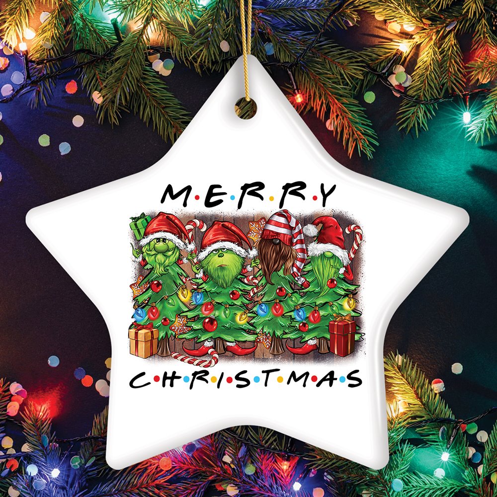 Quirky and Cute Festive Holiday Merry Christmas Ornament, Ceramic Tree Decoration Ceramic Ornament OrnamentallyYou Star 
