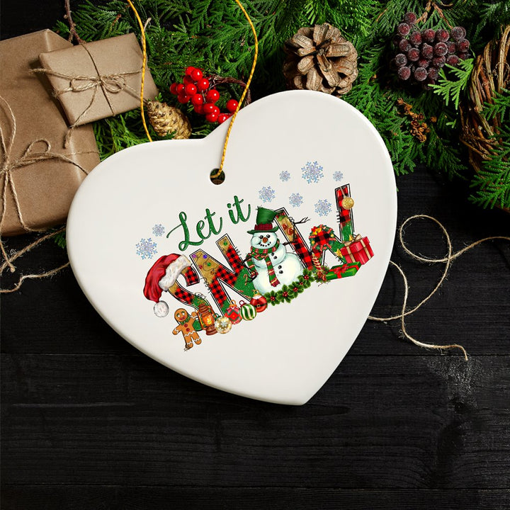 Radiant Charm Let it Snow Christmas Ornament Ceramic Ornament OrnamentallyYou 