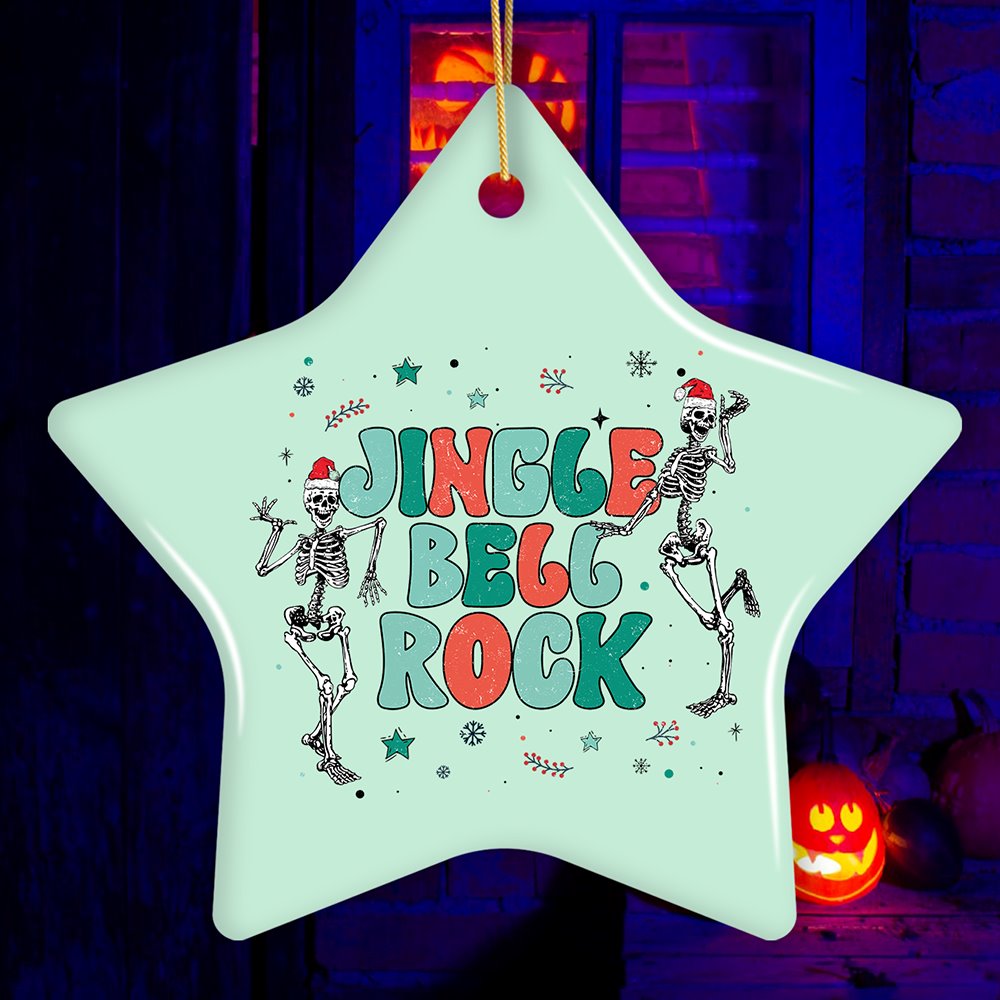 Retro Jingle Bell Rock Dancing Skeleton Christmas Ornament Ceramic Ornament OrnamentallyYou Star 