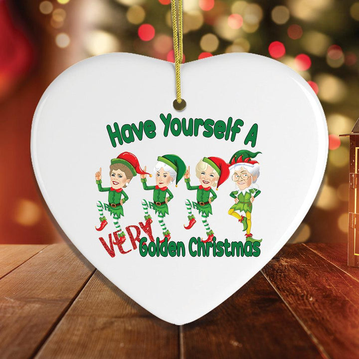 Have Yourself a Very Golden Christmas Ornament Ceramic Ornament OrnamentallyYou Heart 