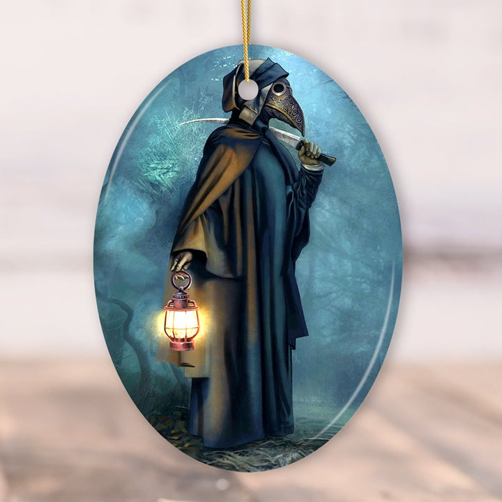 Plague Doctor Grim Reaper Ornament Ceramic Ornament OrnamentallyYou Oval 