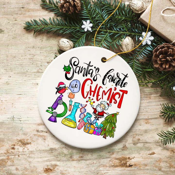 Santa’s Favorite Chemist Christmas Ornament, Chemistry Gift Ceramic Ornament OrnamentallyYou 