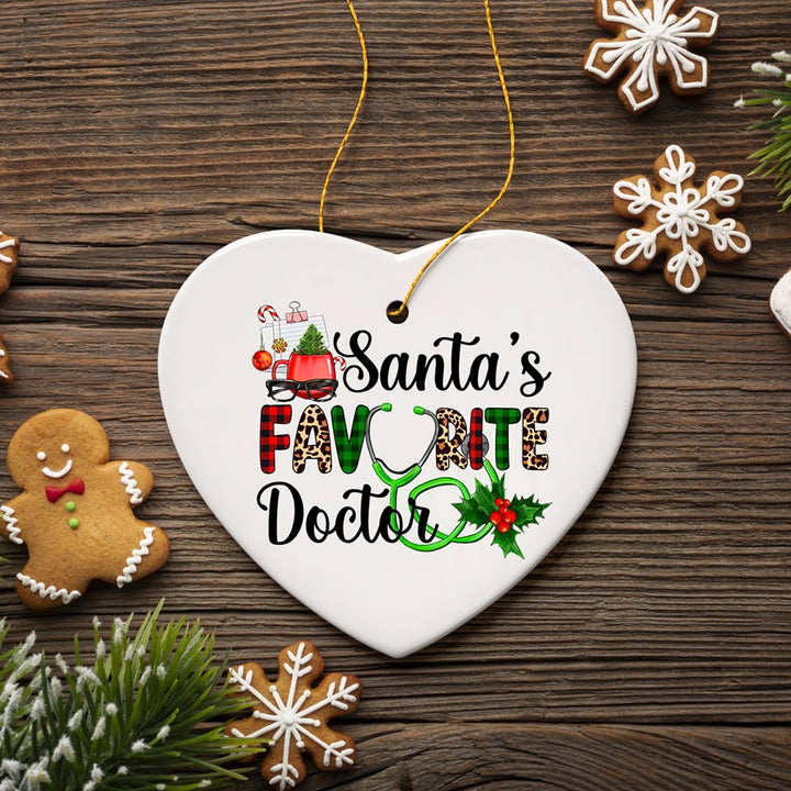Santa’s Favorite Doctor Christmas Ornament, Appreciation Gift for Medical Worker and Phd Ceramic Ornament OrnamentallyYou 