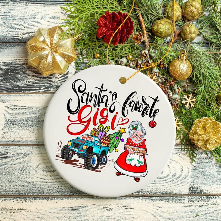 Santa’s Favorite Gigi Christmas Ornament, Grandma Gift Ceramic Ornament OrnamentallyYou 