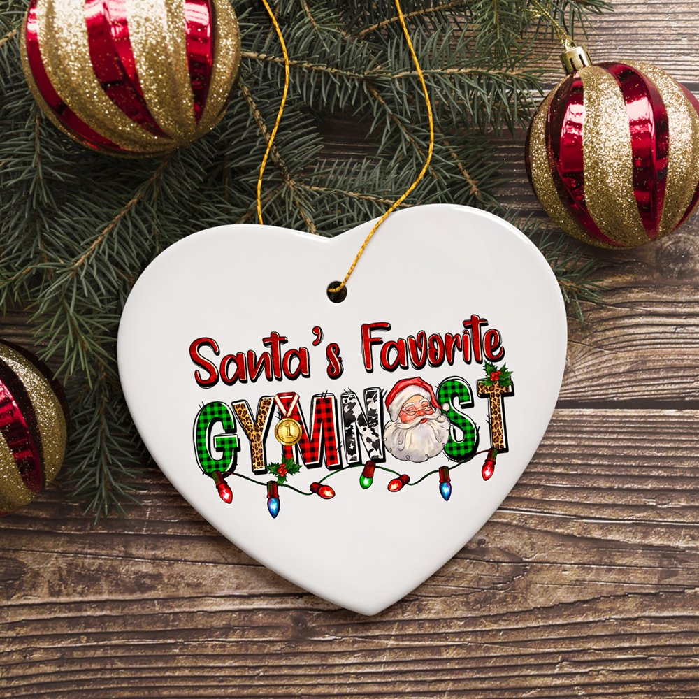 Santa’s Favorite Gymnast Christmas Ornament Ceramic Ornament OrnamentallyYou 