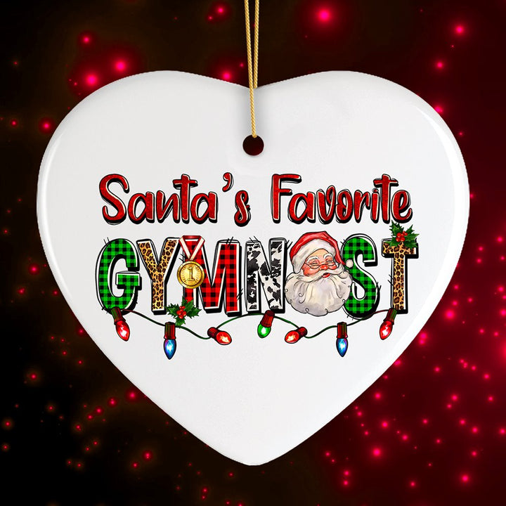 Santa’s Favorite Gymnast Christmas Ornament Ceramic Ornament OrnamentallyYou Heart 