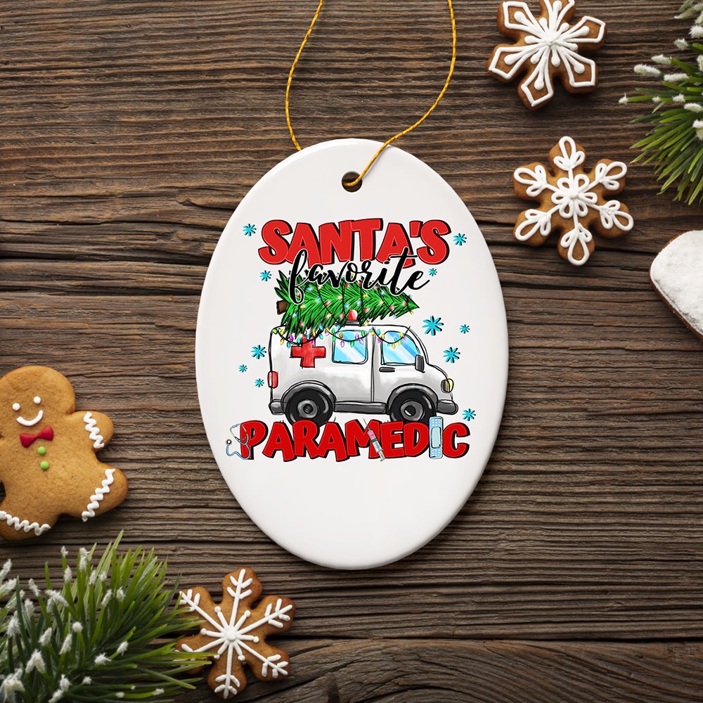 Santa’s Favorite Paramedic Christmas Ornament, EMT Appreciation Gift Ceramic Ornament OrnamentallyYou 