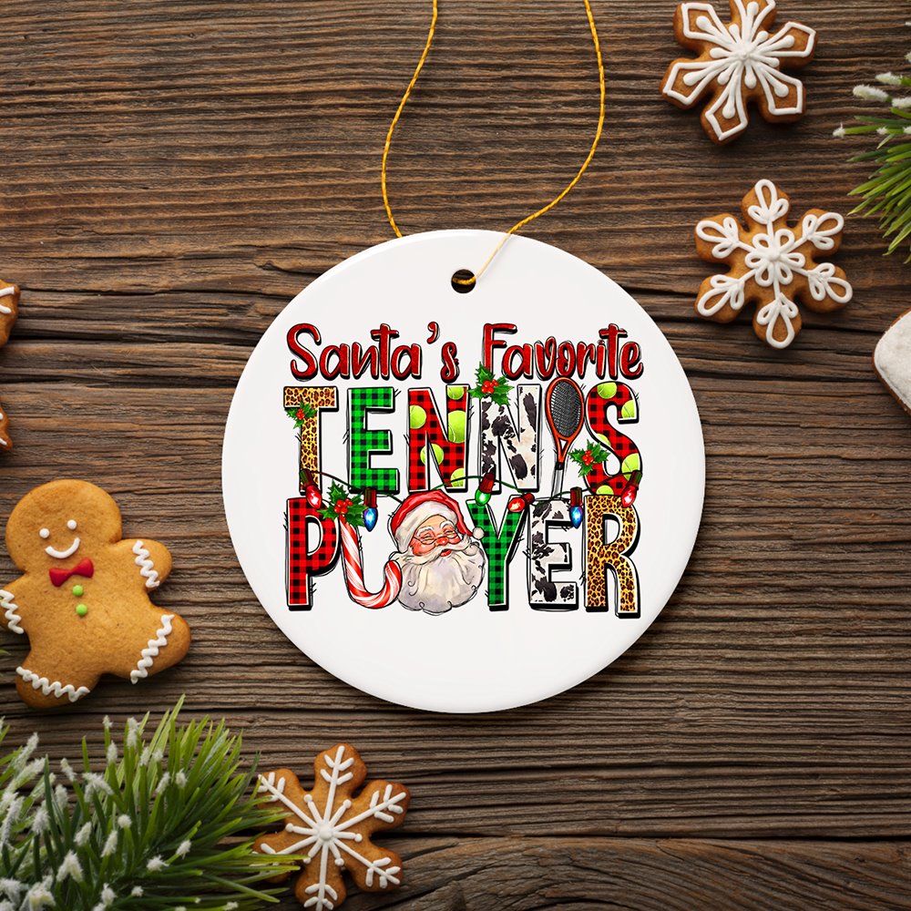 Santa’s Favorite Tennis Player Christmas Ornament Ceramic Ornament OrnamentallyYou 