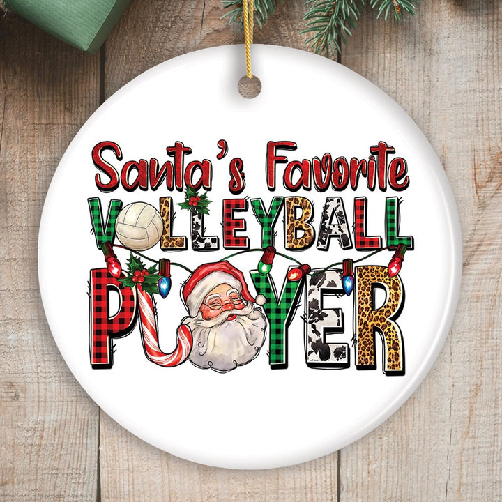 Santa’s Favorite Volleyball Player Christmas Ornament, Athlete Gift Ceramic Ornament OrnamentallyYou Circle 
