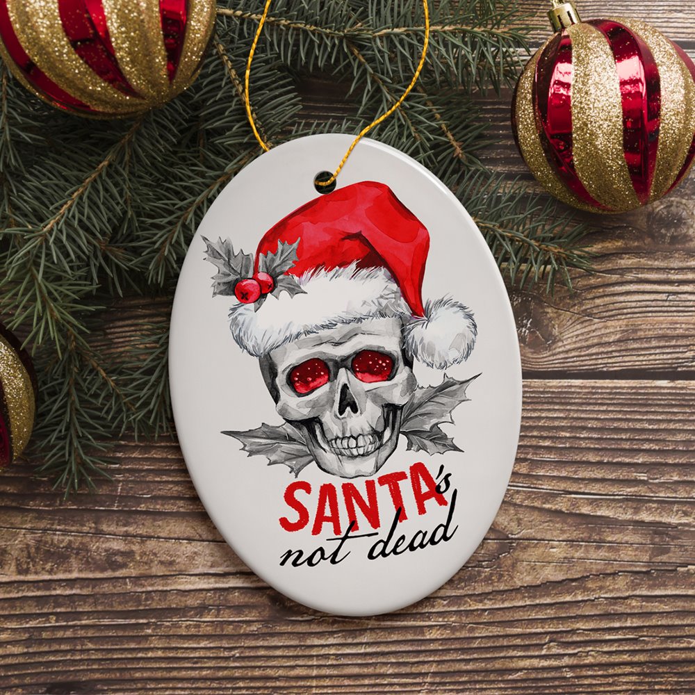 Santa is Not Dead Skull Christmas Ornament Ceramic Ornament OrnamentallyYou 