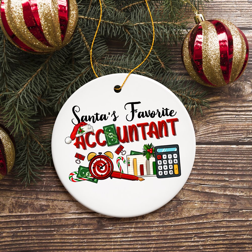 Santas Favorite Accountant Christmas Ornament, Tax Bookkeeper and CPA Gift Ceramic Ornament OrnamentallyYou 