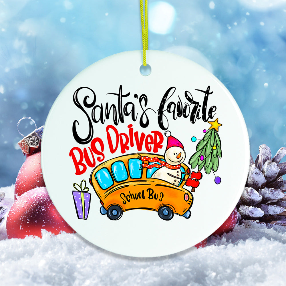 School Bus Driver Santa’s Favorite Christmas Ornament Ceramic Ornament OrnamentallyYou 