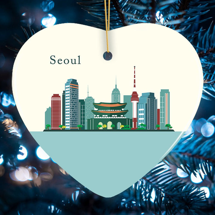 Seoul Christmas Ornament, Capital of South Korea Christmas Decoration Ceramic Ornament OrnamentallyYou Heart 